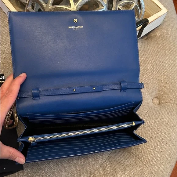 Yves Saint Laurent Y-Linge Clutch/Crossbody Gold Chain bag - Picture 8 of 11